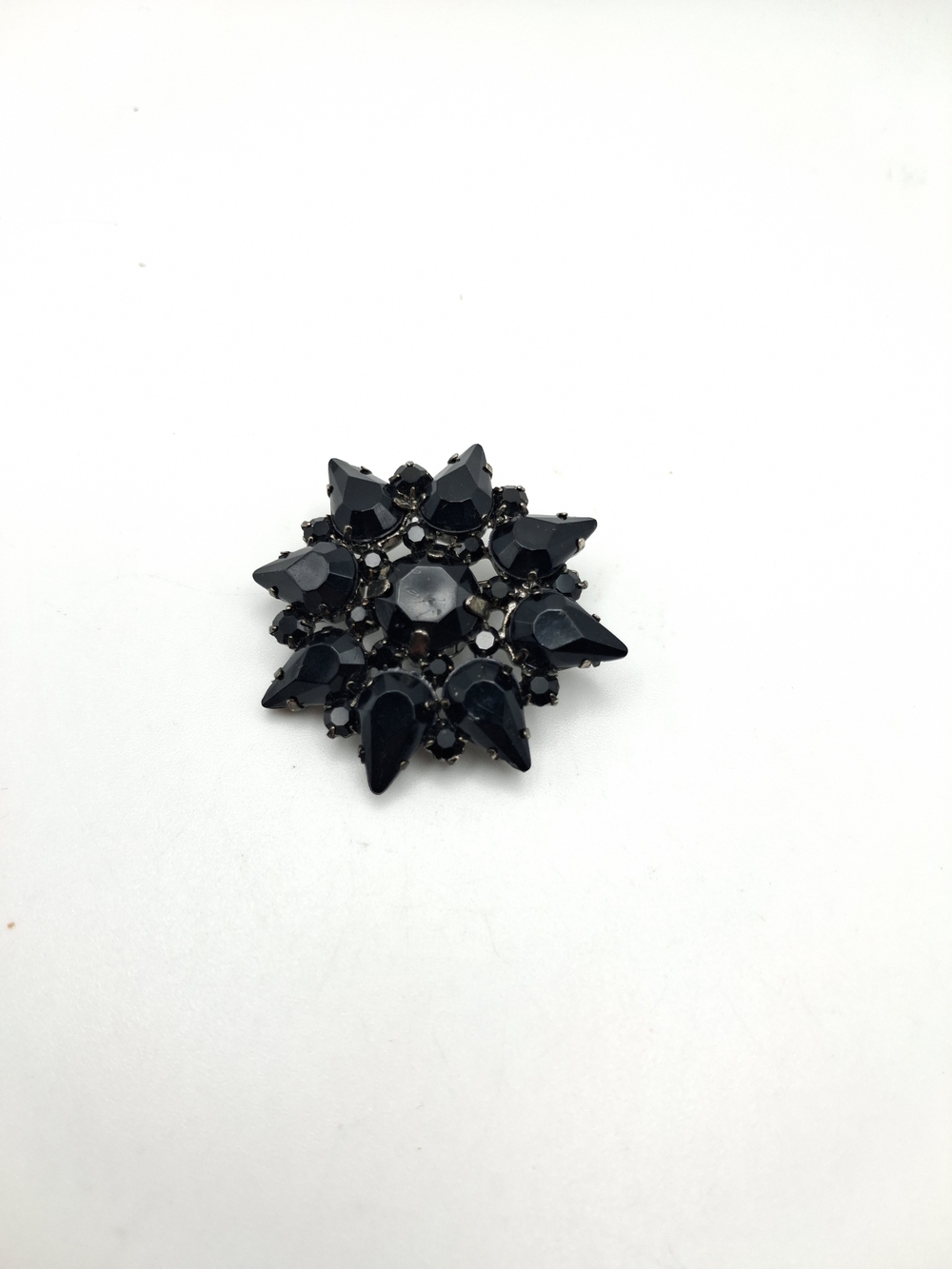 Black Crystal Starburst Brooch - Women's Jewelry